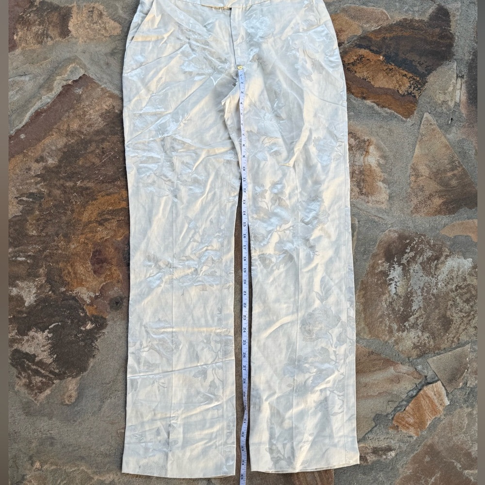 NWOT Ralph Lauren Beige Floral Jacquard Purple label Pants Women’s 32 - Picture 5 of 7